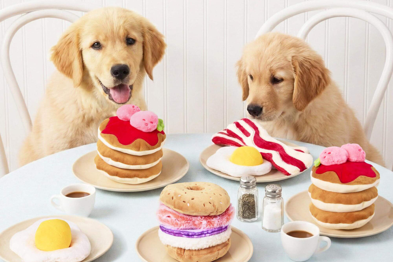 Bacon and Egg Interactive, Bagel and Lox, and Strawberry Pancake Toy Set from The Foggy Dog