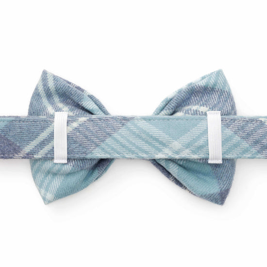 Blue Frost Plaid Flannel Dog Bow Tie from The Foggy Dog