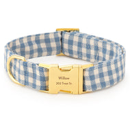 Draper James x TFD Cloud Blue Gingham Dog Collar from The Foggy Dog