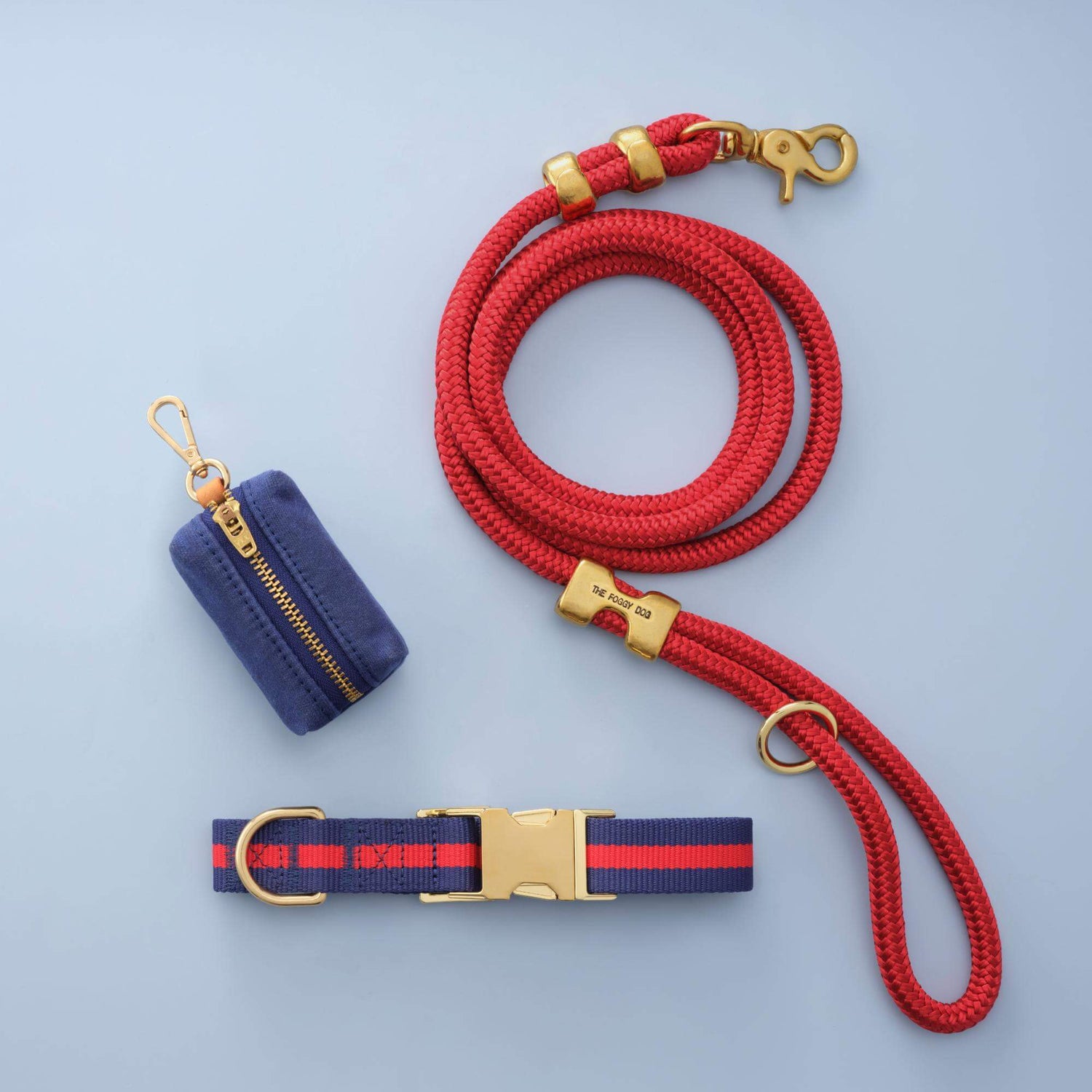 Mariner Striped Webbing Collar Walk Set from The Foggy Dog