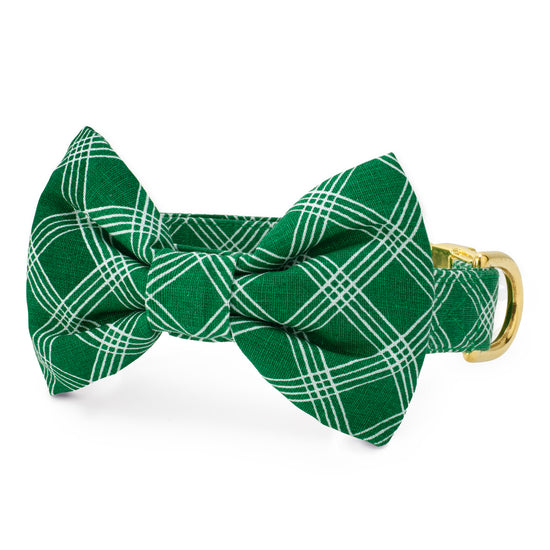 Emerald Plaid Bow Tie Collar