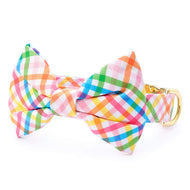 Rainbow Gingham Bow Tie Collar