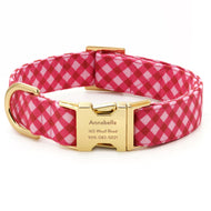 Raspberry Gingham Dog Collar from The Foggy Dog