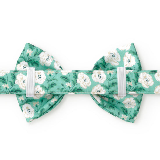 Seafoam Poppies Bow Tie Collar