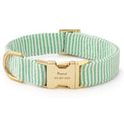 Green Seersucker Dog Collar