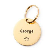 Circle with crown icon pet ID tag from The Foggy Dog