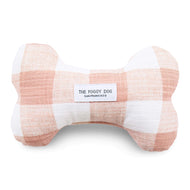 Blush Pink Gingham Dog Squeaky Toy from The Foggy Dog 