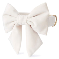 Ivory Velvet Lady Bow Collar from The Foggy Dog