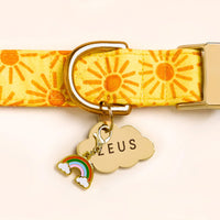 Here Comes the Sun Dog Collar, Cloud Pet ID Tag and Rainbow Collar Charm from The Foggy Dog