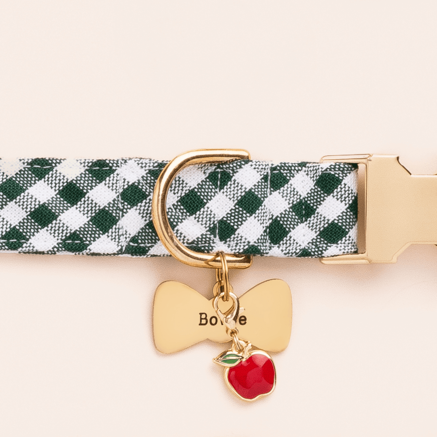 Apple Collar Charm and Bow Pet ID Tag from The Foggy Dog