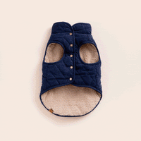 Navy Sherpa-Lined Reversible Dog Jacket from The Foggy Dog
