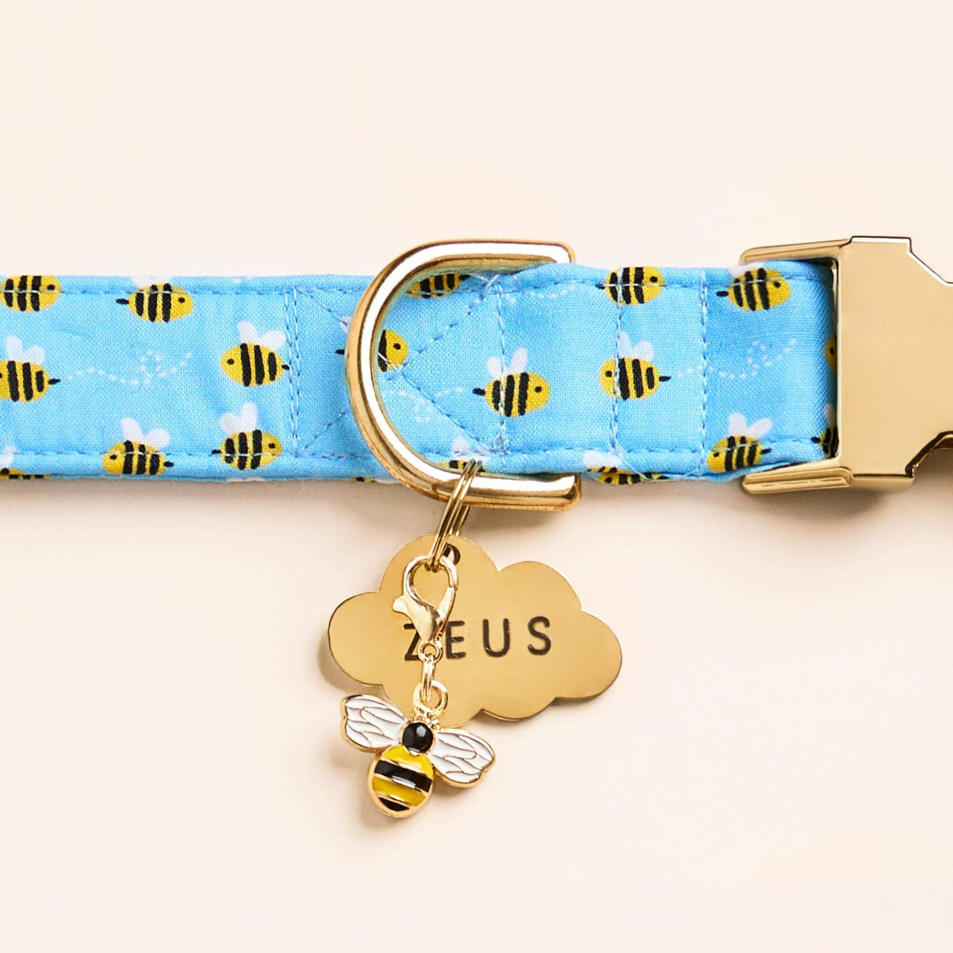 Sweet as Can Bee Collar, Cloud Pet ID Tag and Honey Bee Collar Charm from The Foggy Dog