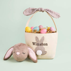 Taupe Gingham Easter Basket Starter Set from The Foggy Dog