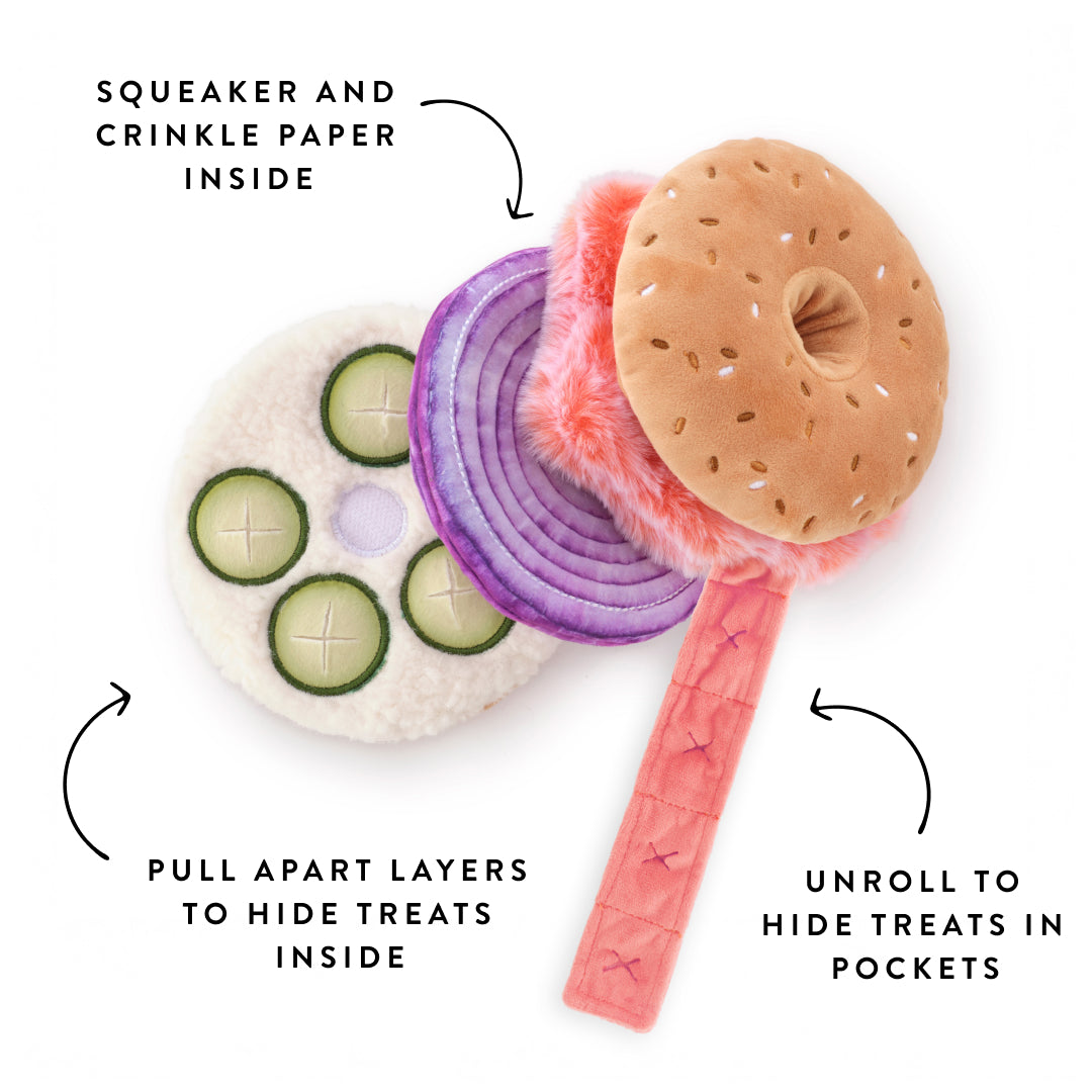 Bagel and Lox Interactive Snuffle Dog Toy – The Foggy Dog