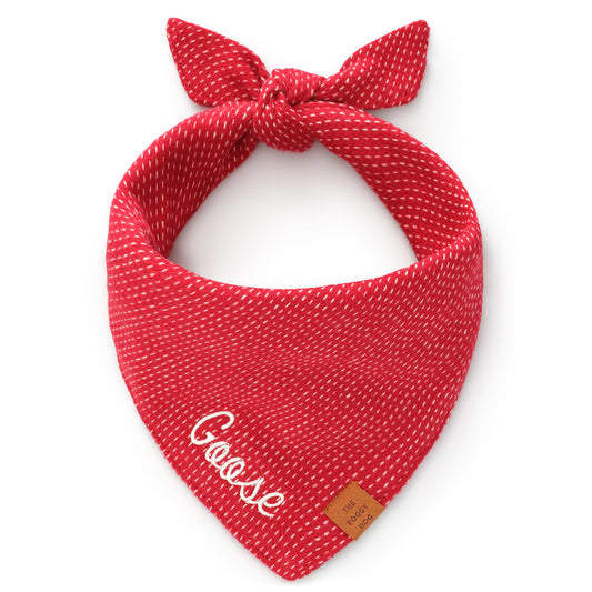 Berry Stitch Flannel Dog Bandana