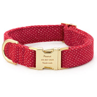 Berry Stitch Flannel Dog Collar