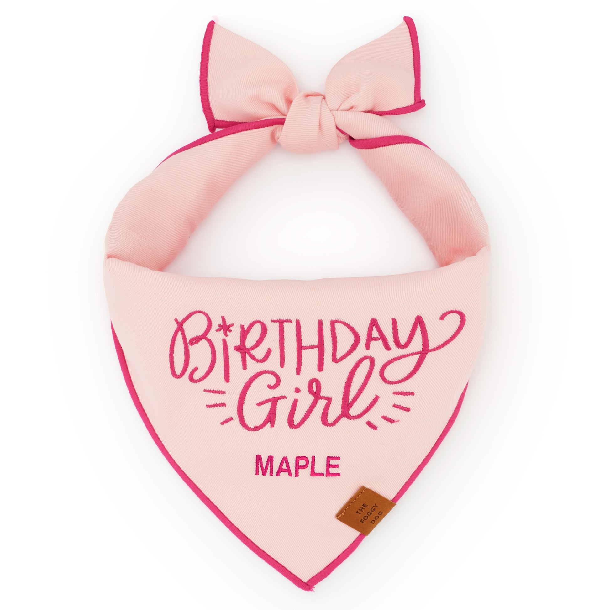 Birthday Girl Embroidered Dog Bandana from The Foggy Dog