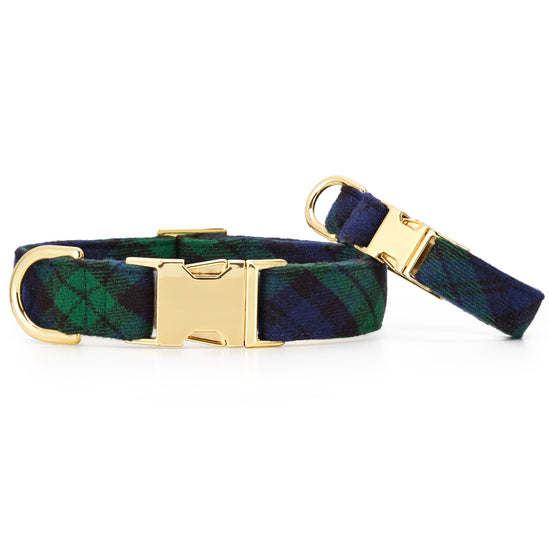 Black Watch Plaid Flannel Dog Collar