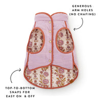 Blockprint Floral Reversible Dog Jacket from The Foggy Dog