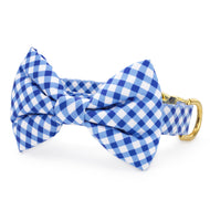 Blue Gingham Bow Tie Collar