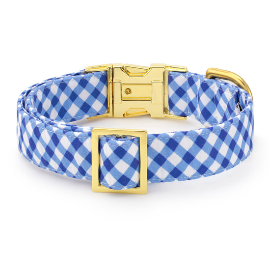 Blue Gingham Dog Collar from The Foggy Dog