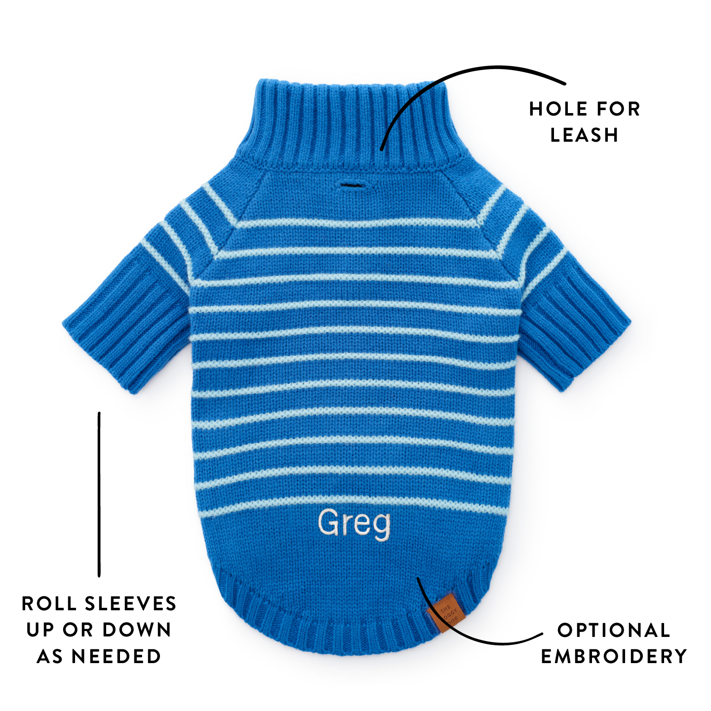 Blue Stripe Quarter-Zip Dog Sweater from The Foggy Dog