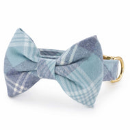 Blue Frost Plaid Flannel Bow Tie Collar