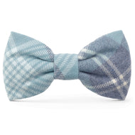 Blue Frost Plaid Flannel Dog Bow Tie