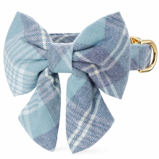 Blue Frost Plaid Flannel Lady Bow Collar
