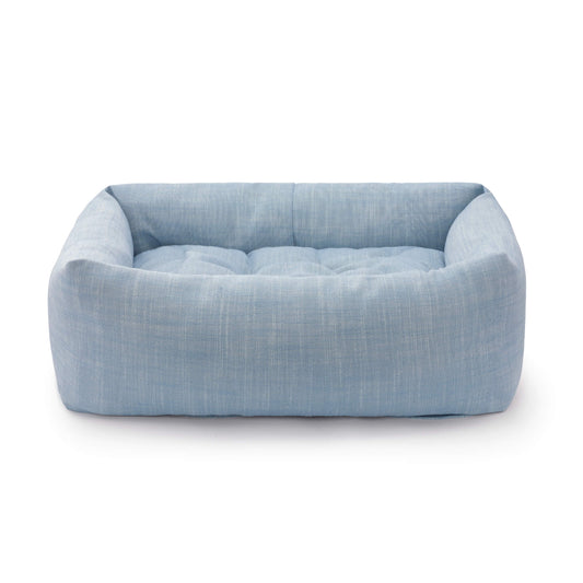Chambray Blue Bolster Dog Bed from The Foggy Dog
