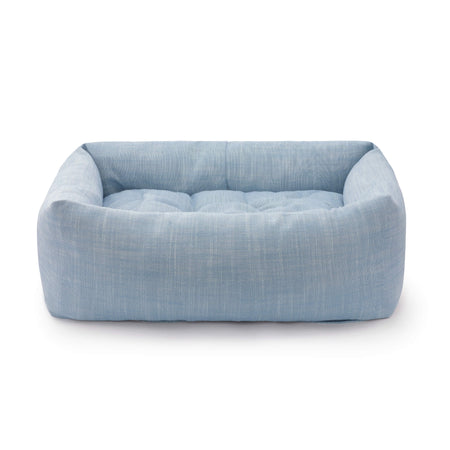 Chambray Blue Bolster Dog Bed, Large
