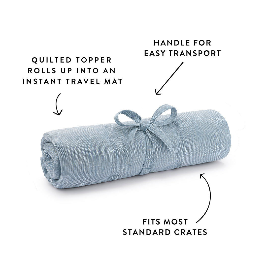 Chambray Blue Bolster Dog Bed from The Foggy Dog