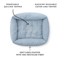 Chambray Blue Bolster Dog Bed from The Foggy Dog