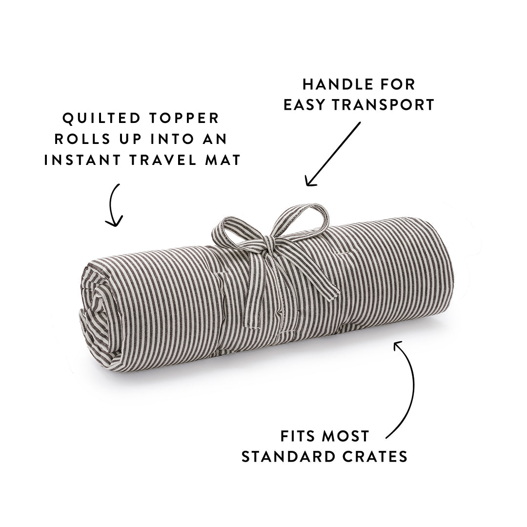 Charcoal Stripe Bolster Dog Bed from The Foggy Dog