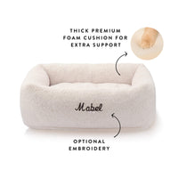 Ivory Recycled Sherpa Bolster Dog Bed from The Foggy Dog