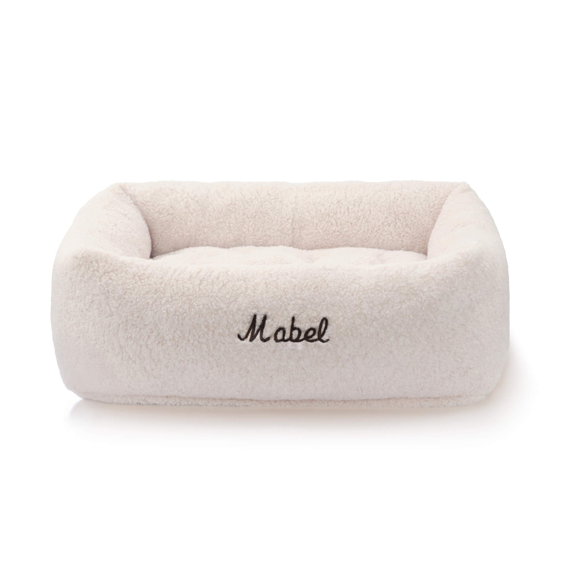 Ivory Recycled Sherpa Bolster Dog Bed from The Foggy Dog