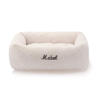 Ivory Recycled Sherpa Bolster Dog Bed from The Foggy Dog