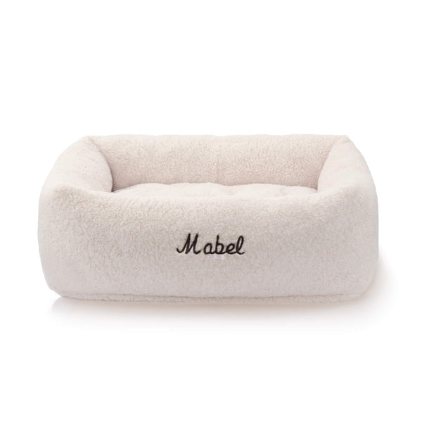 Ivory Recycled Sherpa Bolster Dog Bed