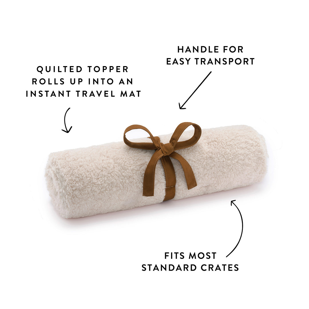 Ivory Recycled Sherpa Bolster Dog Bed from The Foggy Dog