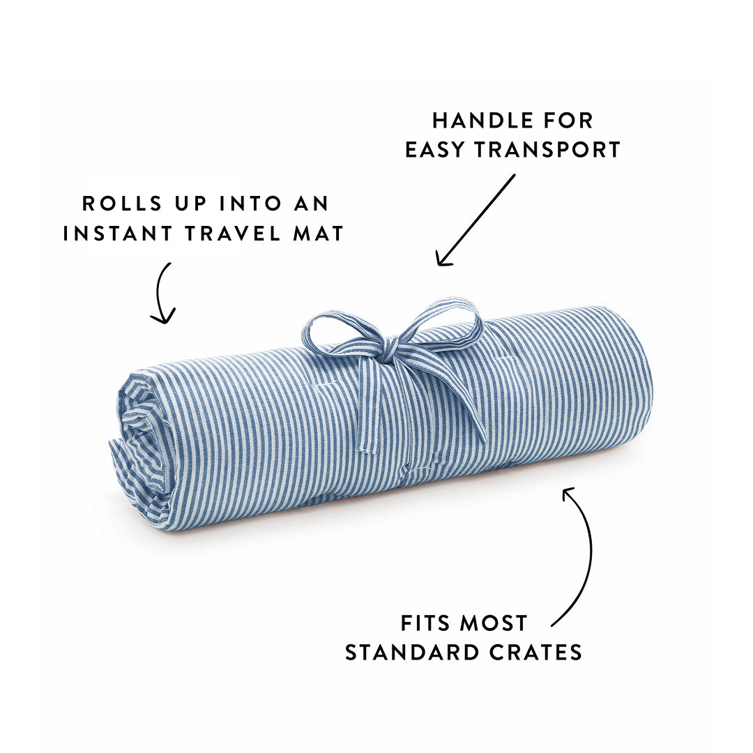 Lake Blue Stripe Dog Travel Mat from The Foggy Dog
