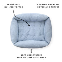 Lake Blue Stripe Bolster Dog Bed from The Foggy Dog