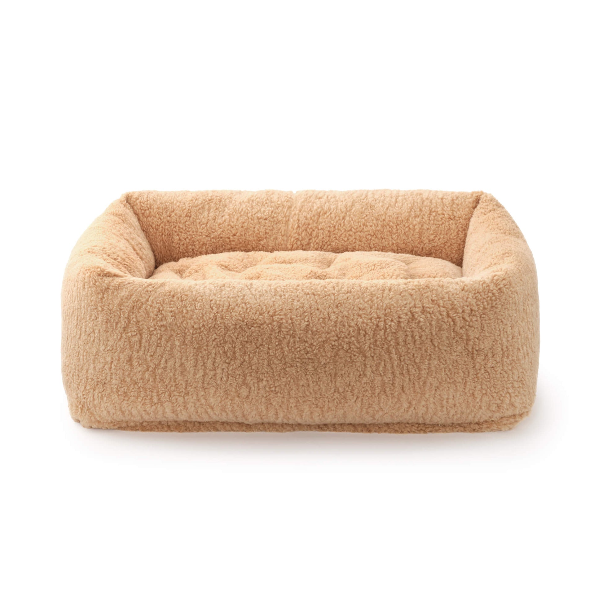Latte Recycled Sherpa Bolster Dog Bed from The Foggy Dog