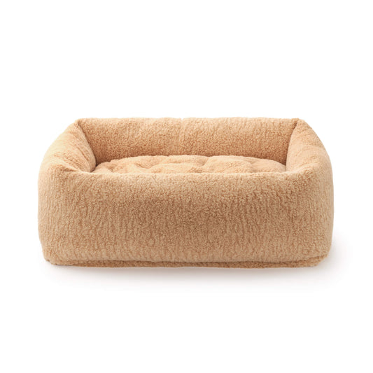 Latte Recycled Sherpa Bolster Dog Bed from The Foggy Dog