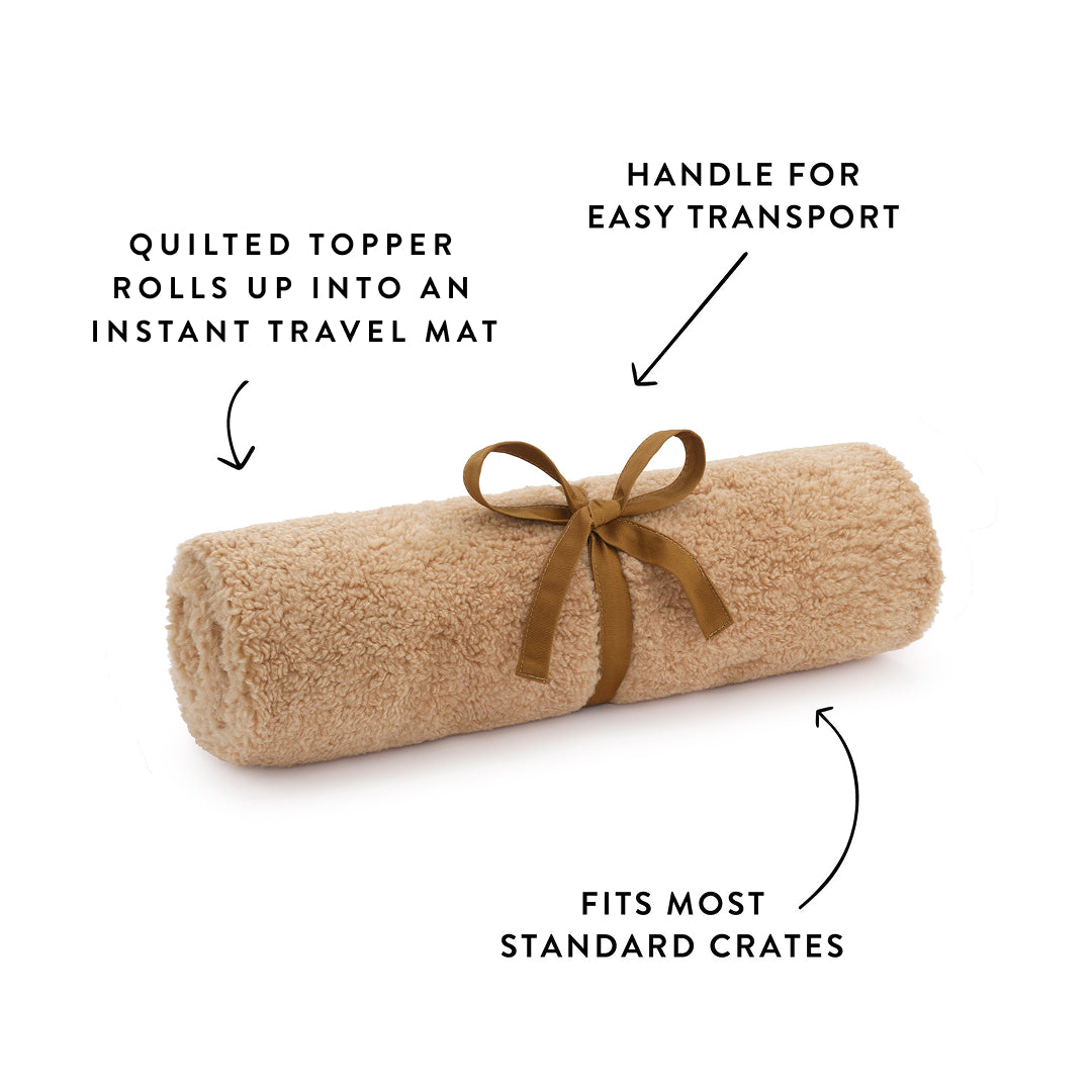 Latte Recycled Sherpa Bolster Dog Bed from The Foggy Dog