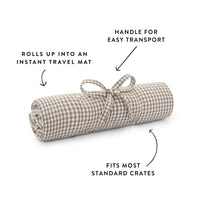 Mushroom Brown Gingham Dog Travel Mat from The Foggy Dog