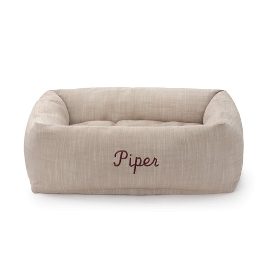 Mushroom Brown Bolster Dog Bed from The Foggy Dog