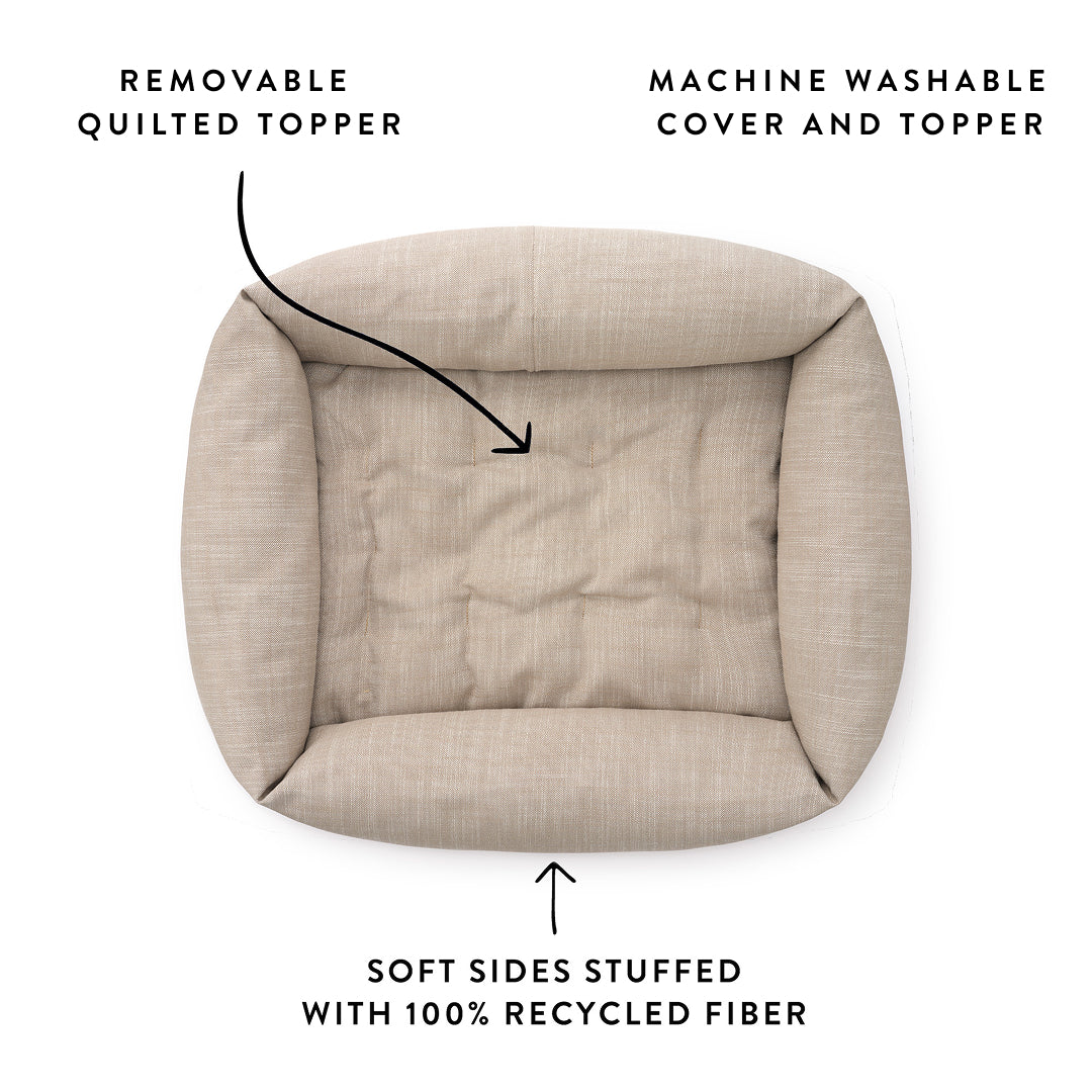 Mushroom Brown Bolster Dog Bed from The Foggy Dog