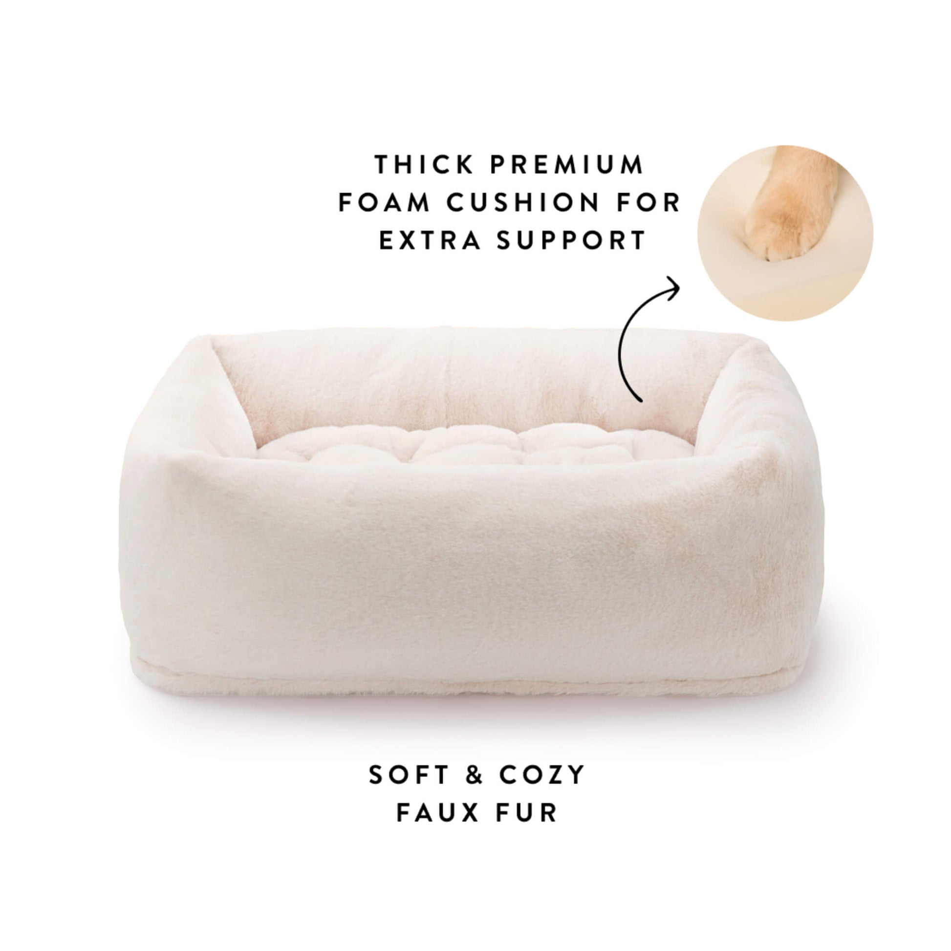Natural Faux Fur Bolster Dog Bed from The Foggy Dog