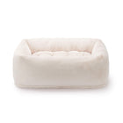 Natural Recycled Faux Fur Bolster Dog Bed