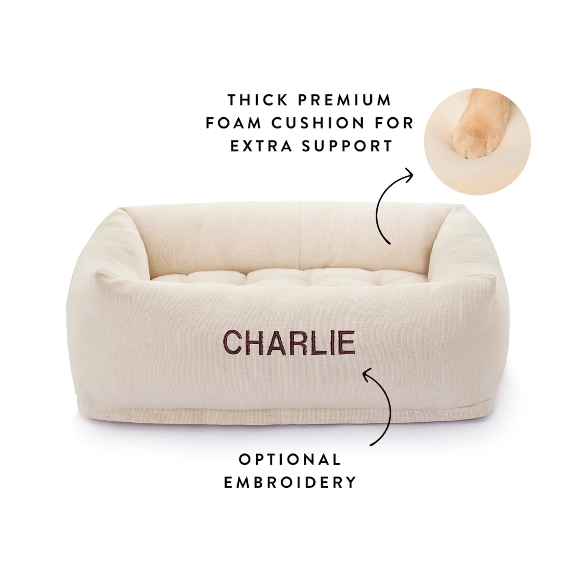 Oatmeal Bolster Dog Bed from The Foggy Dog